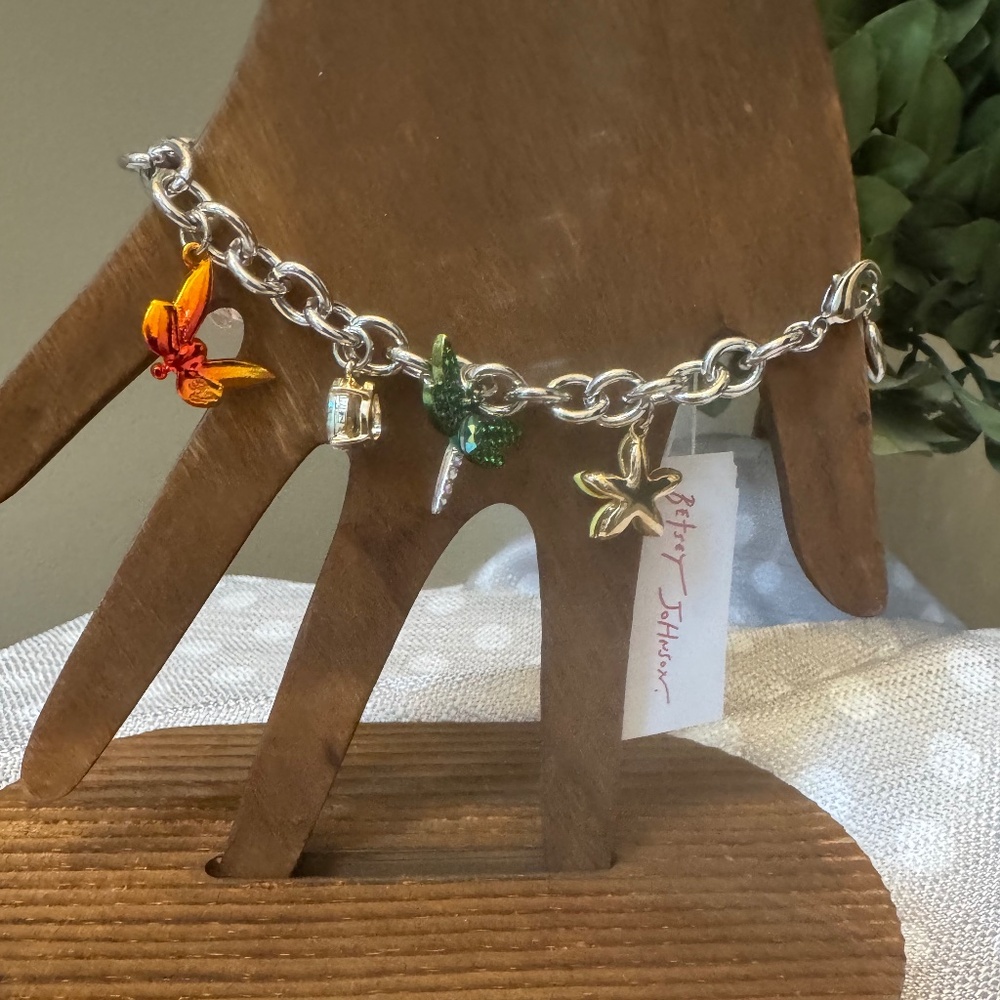 Betsey Johnson Garden Glam Dragonfly Garden Charm Bracelet